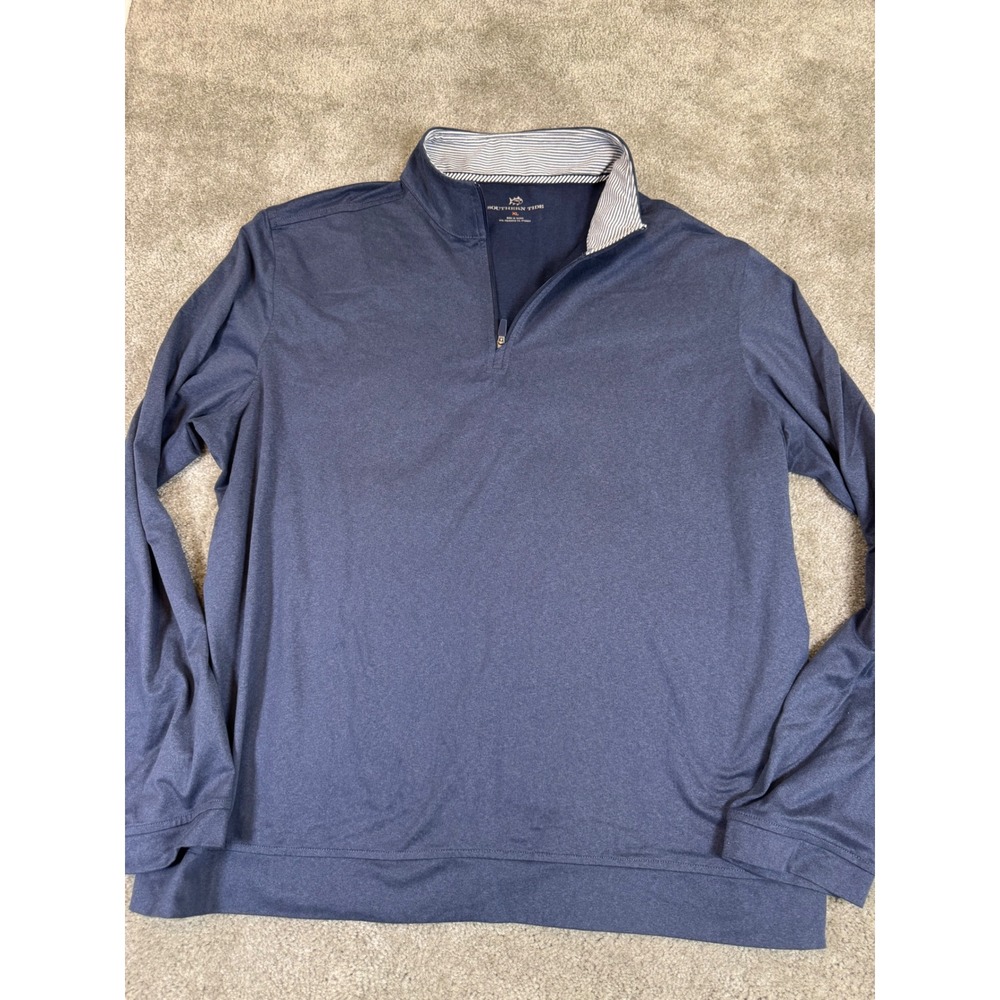 Southern Tide Mens XL Quarter Zip Pullover Navy Heather Performance Golf Sweater